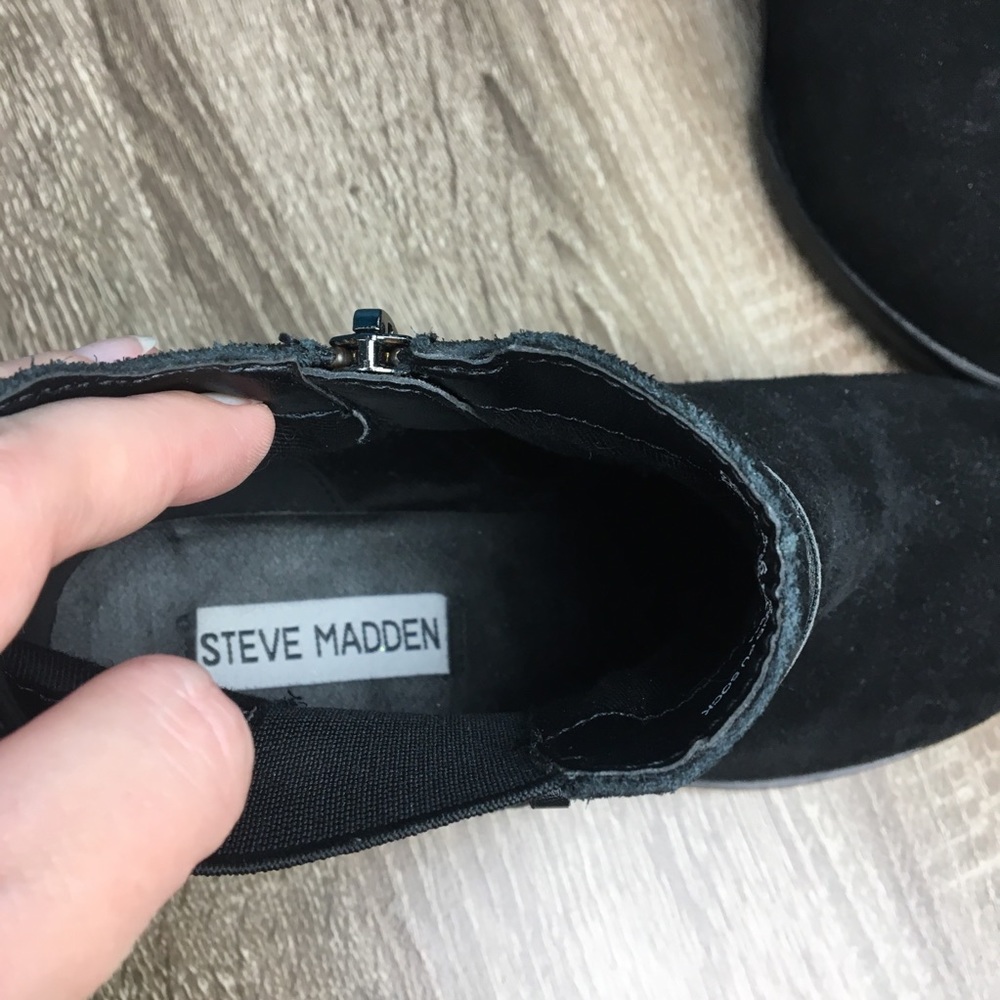 Steve Madden black suede buckle accent bootie 6 - Picture 7 of 8